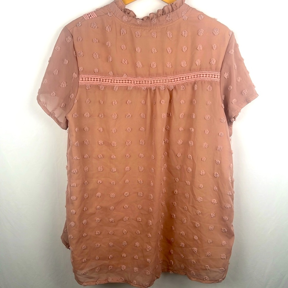 Dusty Rose Pink Women’s Blouse‎ Size 2XL Short Sleeve 100% Polyester - Picture 3 of 5